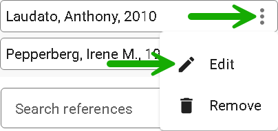 Image showing the first Edit citation window